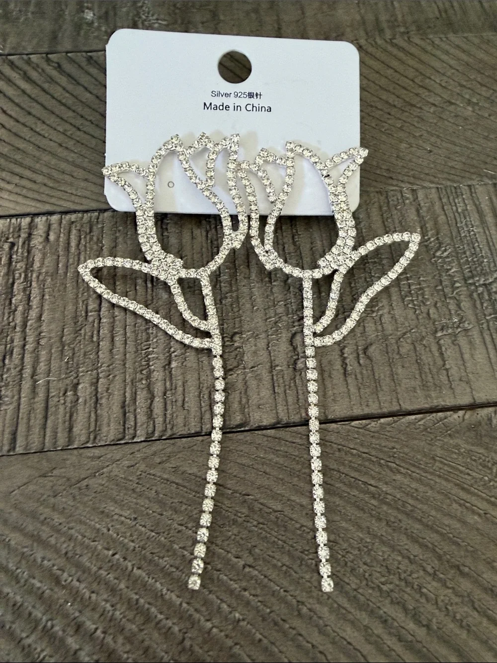 Silver Crystal Tulip Drop Earrings - Women Accessories